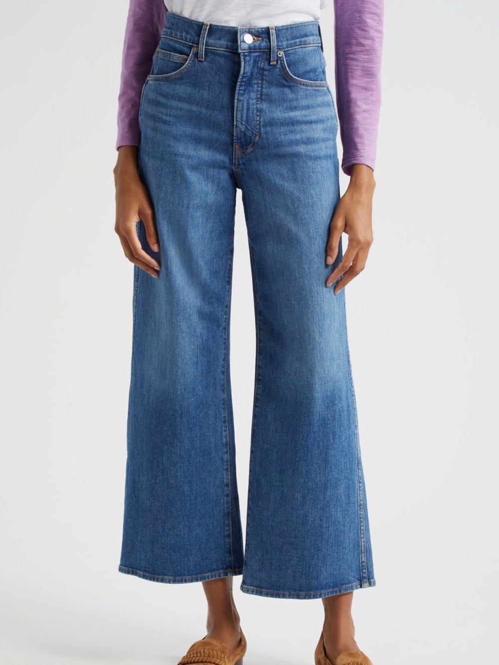 Veronica Beard Taylor High Waist Crop Wide Leg Jeans